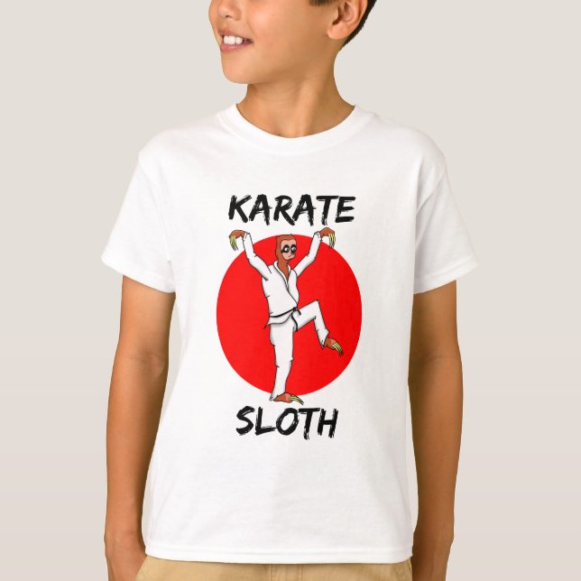Japanese Flag With Karate Sloth T-Shirt (Front)