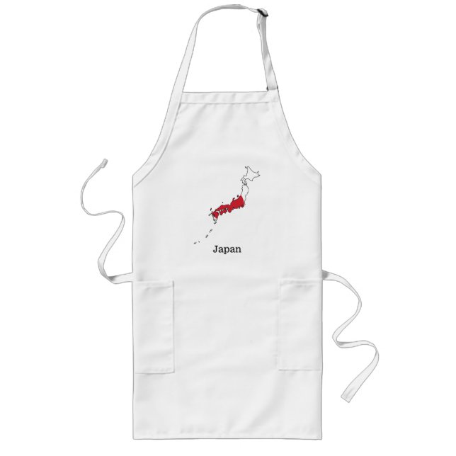 Japanese Flag Within Map Souvenir Design Long Apron (Front)