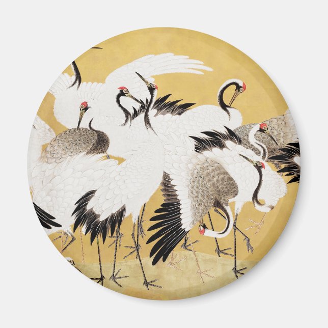 Japanese Flock Cranes Vintage Bird Rich Classic Magnet (Front)