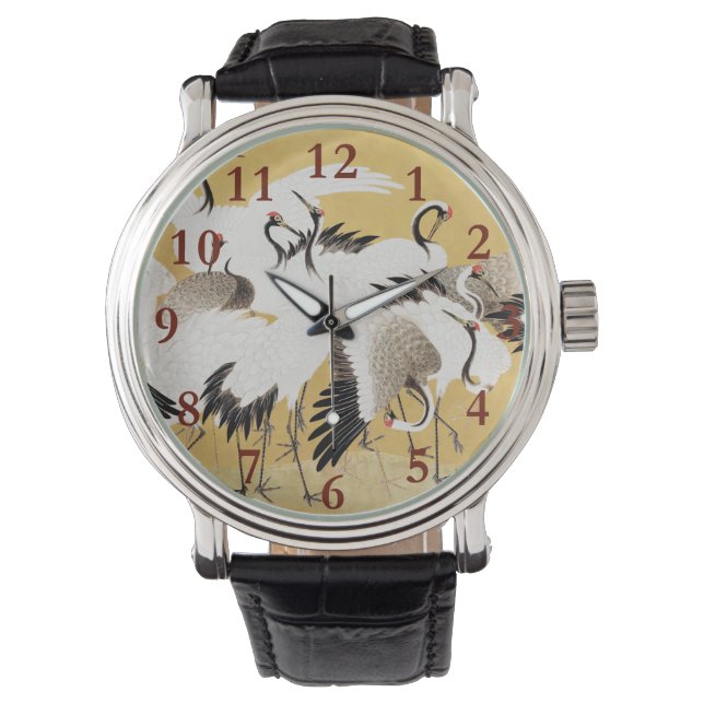 Japanese Flock Cranes Vintage Bird Rich Classic Watch (Front)