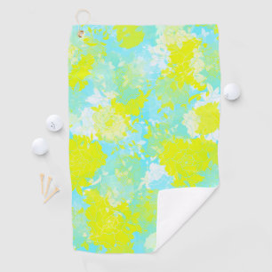 Japanese floral blue patterns golf towel