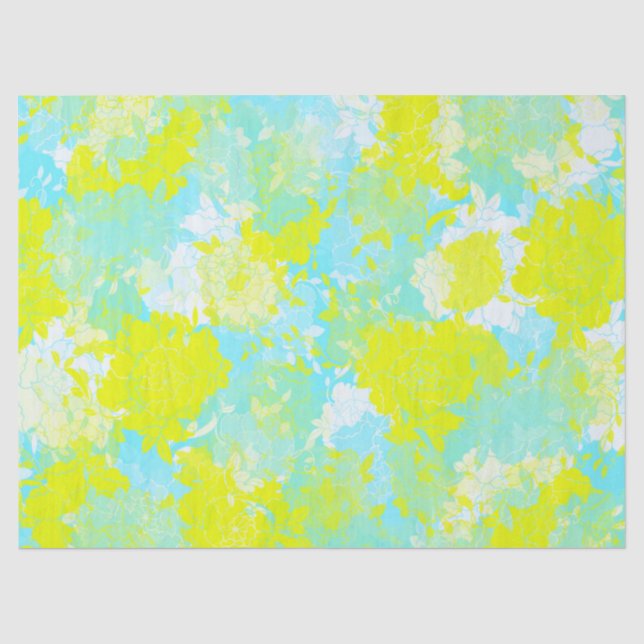 Japanese floral blue patterns tissue paper (Front)