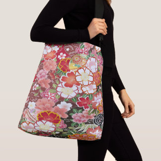 Japanese Floral Cherry Blossom Sakura White Red Crossbody Bag