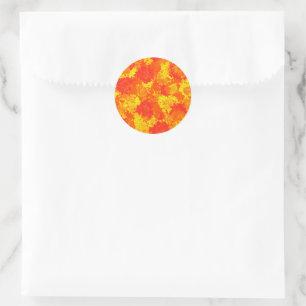 Japanese floral orange patterns classic round sticker