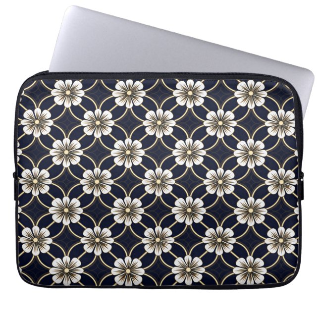 Japanese Floral Pattern Laptop Sleeve (Front)