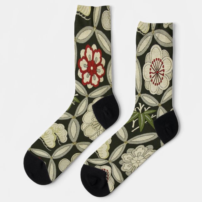 Japanese Floral Pattern Socks (Left)