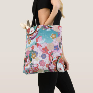 Japanese Floral Pattern Tote Bag