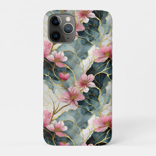 Japanese Floral, Pink With Gold iPhone 11 Pro Case