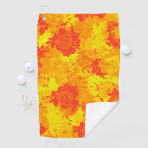 Japanese floral red patterns golf towel