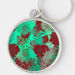 Japanese floral red patterns. key ring
