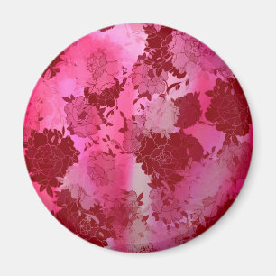 Japanese floral red patterns. magnet
