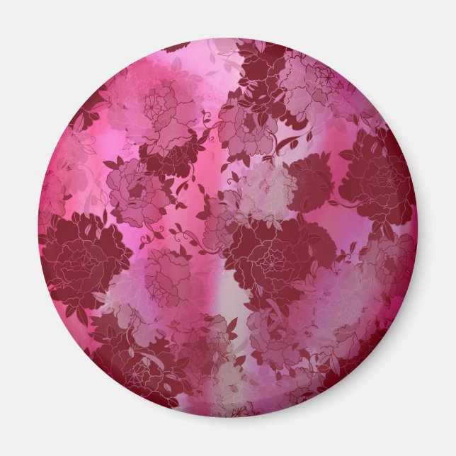Japanese floral red patterns. magnet (Front)