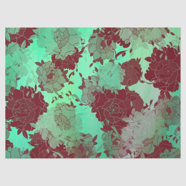 Japanese floral red patterns. tissue paper (Front)