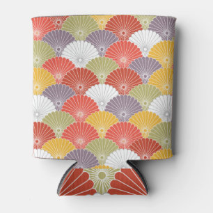 Japanese Floral Wave: Colourful Vintage Can Cooler