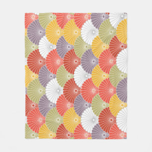 Japanese Floral Wave: Colourful Vintage Fleece Blanket