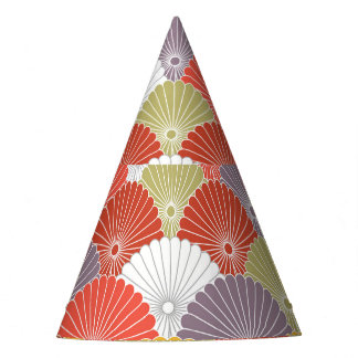 Japanese Floral Wave: Colourful Vintage Party Hat