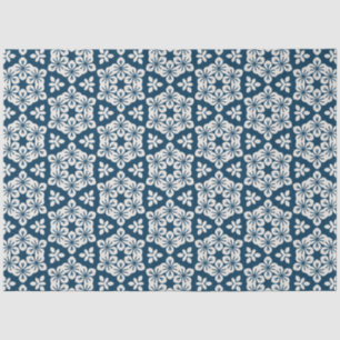 Japanese flower design in blue and white decoupage tissue paper