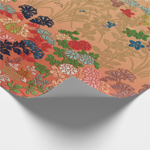 Japanese Flower Fan Pattern  Wrapping Paper