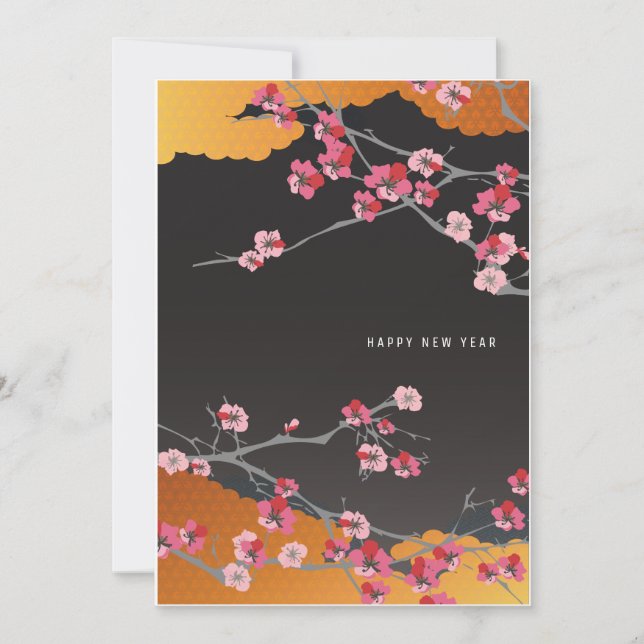 Japanese flower holiday card (Front)
