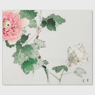 JAPANESE FLOWER WOODBLOCK PRINT Wrapping Paper