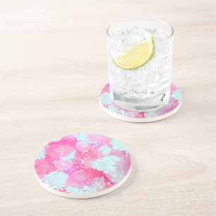 Japanese flowers blue patterns coaster
