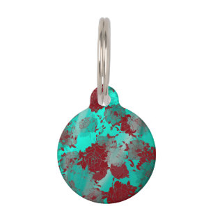 Japanese flowers blue patterns pet tag
