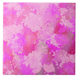 Japanese flowers pink patterns ceramic tile