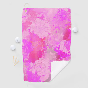 Japanese flowers pink patterns golf towel