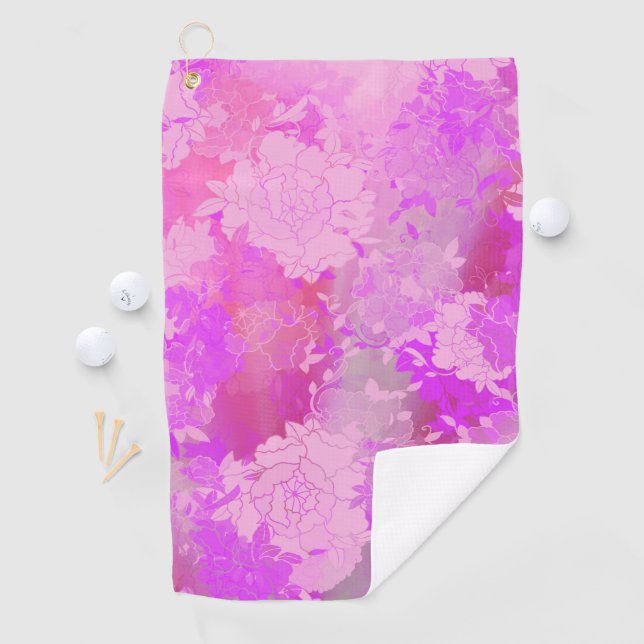 Japanese flowers pink patterns golf towel (InSitu)