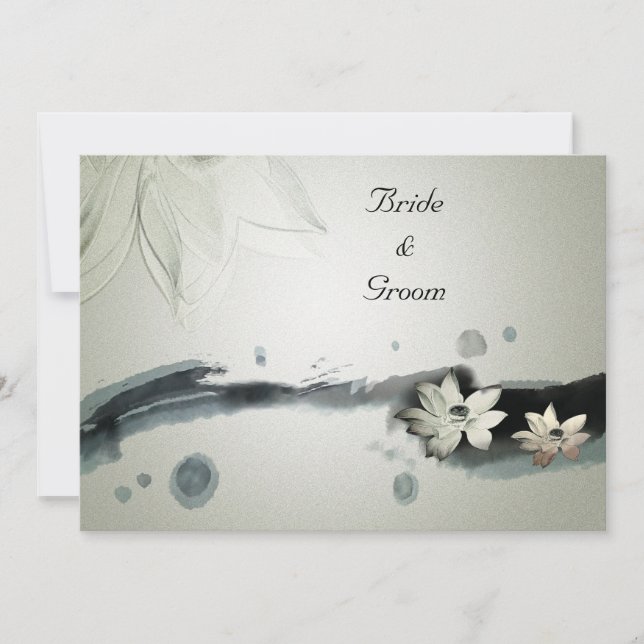 Japanese Flowers Wedding Invitation (Front)