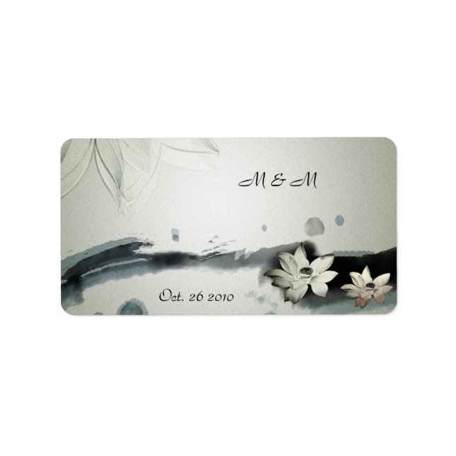 Japanese Flowers Wedding Label (Front)