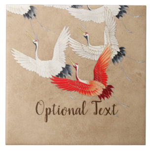 Japanese Flying Cranes Ceramic Tile
