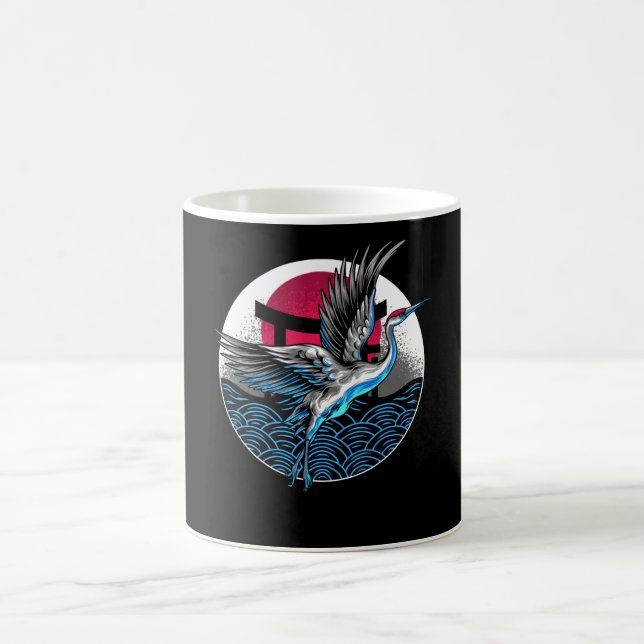 Japanese Flying Cranes with Japanese wavers Design Coffee Mug (Center)