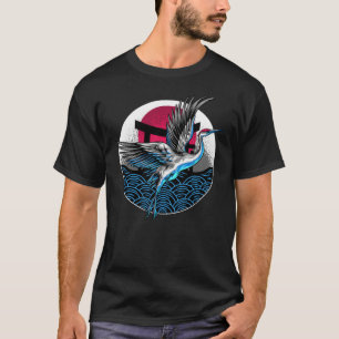 Japanese Flying Cranes with Japanese wavers Design T-Shirt