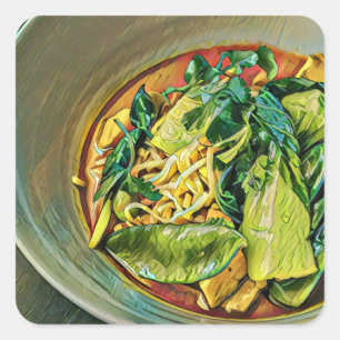 Japanese Food Art Square Sticker