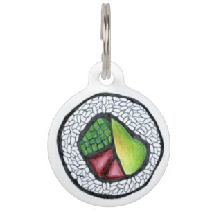 Japanese Food California Roll Sushi Cali Foodie Pet Tag