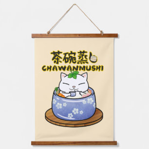 Japanese Food Chawanmushi Cat Hanging Tapestry