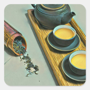 Japanese food lover square sticker