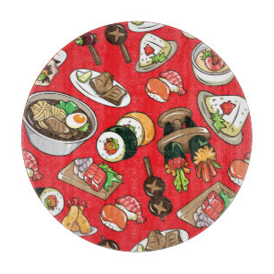 Japanese Food: Seamless Cultural Pattern Cutting Board