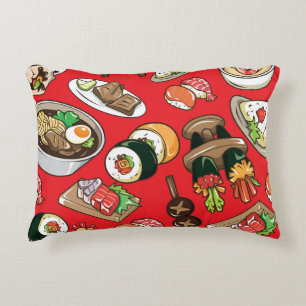 Japanese Food: Seamless Cultural Pattern Decorative Cushion