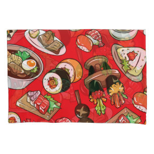 Japanese Food: Seamless Cultural Pattern Pillowcase