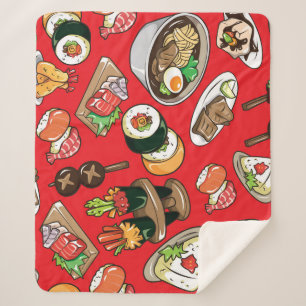 Japanese Food: Seamless Cultural Pattern Sherpa Blanket
