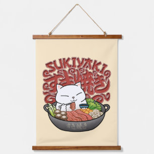 Japanese Food Sukiyaki Cat  Hanging Tapestry