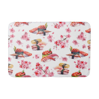 Japanese food sushi and nigiri bath mat