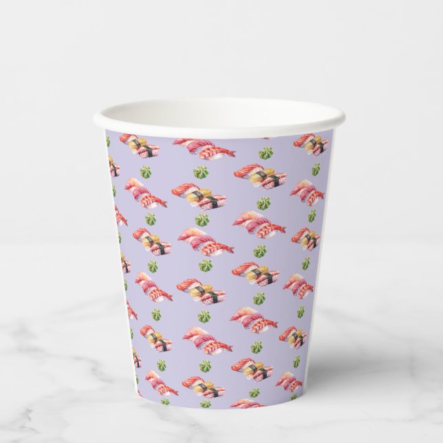Japanese food sushi and nigiri  paper cups (Front)