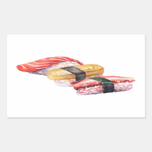 Japanese food sushi and nigiri  rectangular sticker