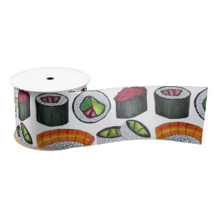 Japanese Food Sushi California Tuna Rolls Ribbon Satin Ribbon