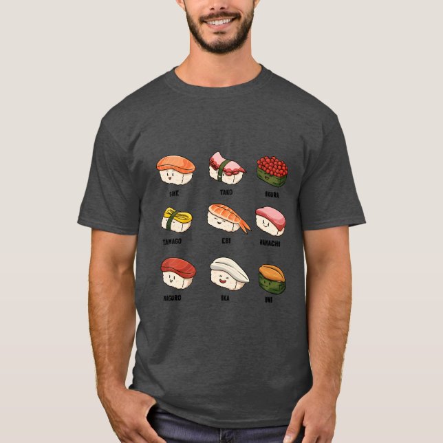 Japanese Food Sushi Lover Nigiri Sushi Roll funny T-Shirt (Front)