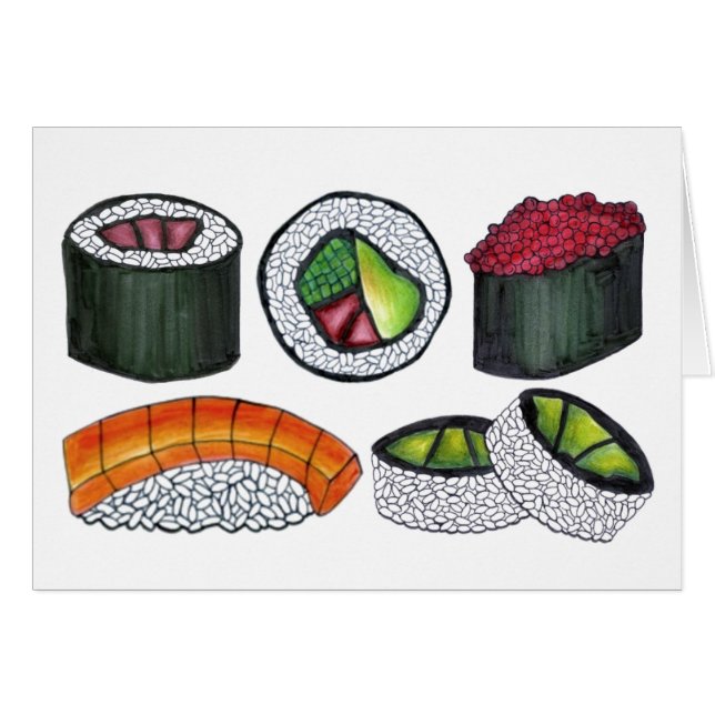 Japanese Food Sushi Maki California Rolls Nigiri  (Front Horizontal)