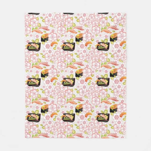 Japanese Food: Sushi Pattern 2 Fleece Blanket (Front)